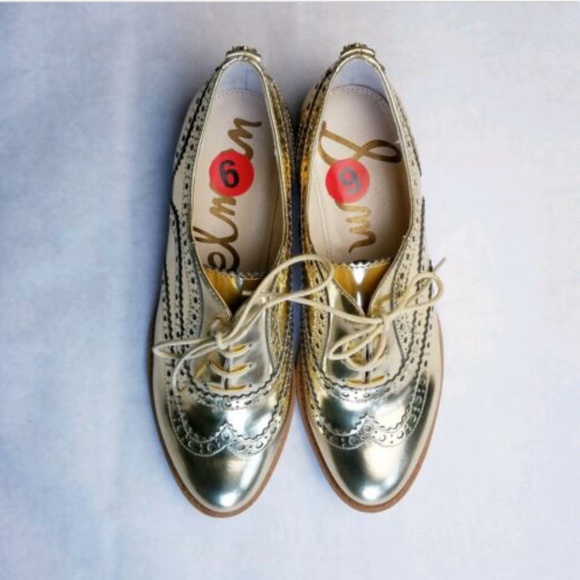 Sam Edelman Shoes - Sam Edelman jerome Gold oxford Flat Shoes New Size 6